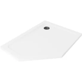   Mexen Flat Slim ötszögletű akril zuhanytálca 100 x 80 cm, jobbos, fehér, fekete szifonnal