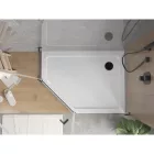 Mexen Flat Slim ötszögletű akril zuhanytálca 100 x 80 cm, jobbos, fehér, fekete szifonnal