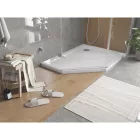 Mexen Flat Slim ötszögletű akril zuhanytálca 100 x 80 cm, jobbos, fehér, króm szifonnal