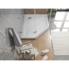 Mexen Flat Slim ötszögletű akril zuhanytálca 100 x 80 cm, jobbos, fehér, króm szifonnal