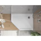 Mexen Flat Slim ötszögletű akril zuhanytálca 100 x 80 cm, jobbos, fehér, króm szifonnal