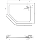 Mexen Flat Slim ötszögletű akril zuhanytálca 100 x 80 cm, jobbos, fehér, króm szifonnal