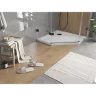 Mexen Flat Slim ötszögletű akril zuhanytálca 80 x 80 cm, fehér, fekete szifonnal