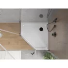 Mexen Flat Slim ötszögletű akril zuhanytálca 80 x 80 cm, fehér, fekete szifonnal