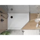 Mexen Flat Slim ötszögletű akril zuhanytálca 90 x 80 cm, balos, fehér, fekete szifonnal