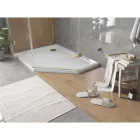 Mexen Flat Slim ötszögletű akril zuhanytálca 90 x 80 cm, balos, fehér, arany szifonnal