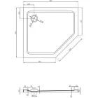 Mexen Flat Slim ötszögletű akril zuhanytálca 90 x 80 cm, balos, fehér, arany szifonnal