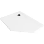 Mexen Flat Slim ötszögletű akril zuhanytálca 100 x 90 cm, balos, fehér, fekete szifonnal