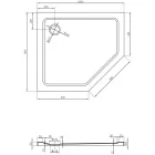 Mexen Flat Slim ötszögletű akril zuhanytálca 100 x 90 cm, balos, fehér, fekete szifonnal
