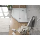 Mexen Flat Slim ötszögletű akril zuhanytálca 100 x 90 cm, balos, fehér, króm szifonnal