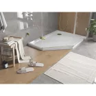 Mexen Flat Slim ötszögletű akril zuhanytálca 100 x 90 cm, jobbos, fehér, arany szifonnal