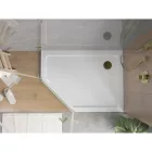 Mexen Flat Slim ötszögletű akril zuhanytálca 100 x 90 cm, jobbos, fehér, arany szifonnal