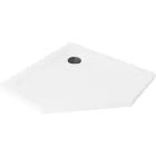 Mexen Flat Slim ötszögletű akril zuhanytálca 90 x 90 cm, fehér, fekete szifonnal