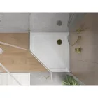 Mexen Flat Slim ötszögletű akril zuhanytálca 90 x 90 cm, fehér, arany szifonnal
