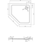 Mexen Flat Slim ötszögletű akril zuhanytálca 90 x 90 cm, fehér, arany szifonnal