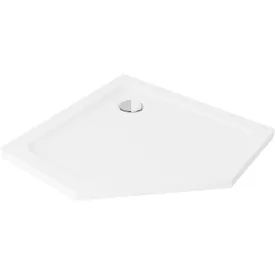   Mexen Flat Slim ötszögletű akril zuhanytálca 90 x 90 cm, fehér, króm szifonnal