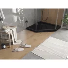 Mexen Flat Slim ötszögletű akril zuhanytálca 100 x 100 cm, fekete, fekete szifonnal