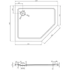 Mexen Flat Slim ötszögletű akril zuhanytálca 100 x 80 cm, balos, fekete, fekete szifonnal