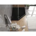 Mexen Flat Slim ötszögletű akril zuhanytálca 100 x 80 cm, jobbos, fekete, fekete szifonnal