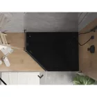 Mexen Flat Slim ötszögletű akril zuhanytálca 100 x 80 cm, jobbos, fekete, fekete szifonnal