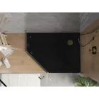 Mexen Flat Slim ötszögletű akril zuhanytálca 100 x 80 cm, jobbos, fekete, arany szifonnal