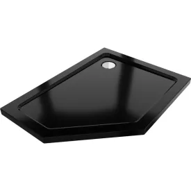  Mexen Flat Slim ötszögletű akril zuhanytálca 100 x 80 cm, jobbos, fekete, króm szifonnal