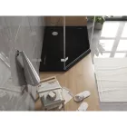 Mexen Flat Slim ötszögletű akril zuhanytálca 100 x 80 cm, jobbos, fekete, króm szifonnal