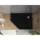 Mexen Flat Slim ötszögletű akril zuhanytálca 100 x 80 cm, jobbos, fekete, króm szifonnal