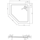 Mexen Flat Slim ötszögletű akril zuhanytálca 80 x 80 cm, fekete, fekete szifonnal