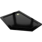 Mexen Flat Slim ötszögletű akril zuhanytálca 100 x 90 cm, balos, fekete, arany szifonnal