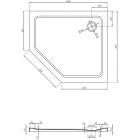 Mexen Flat Slim ötszögletű akril zuhanytálca 100 x 90 cm, jobbos, fekete, króm szifonnal