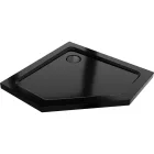 Mexen Flat Slim ötszögletű akril zuhanytálca 90 x 90 cm, fekete, fekete szifonnal