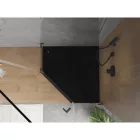 Mexen Flat Slim ötszögletű akril zuhanytálca 90 x 90 cm, fekete, fekete szifonnal