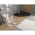 Mexen Flat Slim ötszögletű akril zuhanytálca 90 x 90 cm, fekete, arany szifonnal