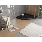 Mexen Flat Slim ötszögletű akril zuhanytálca 90 x 90 cm, fekete, króm szifonnal