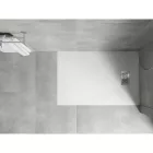 Mexen Hugo kőhatású SMC zuhanytálca 110 x 80 cm, fehér, inox takarólemezzel, szifonnal