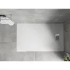 Mexen Hugo kőhatású SMC zuhanytálca 150 x 80 cm, fehér, inox takarólemezzel, szifonnal