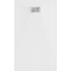 Mexen Hugo kőhatású SMC zuhanytálca 150 x 80 cm, fehér, inox takarólemezzel, szifonnal