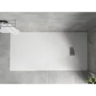 Mexen Hugo kőhatású SMC zuhanytálca 170 x 80 cm, fehér, inox takarólemezzel, szifonnal