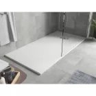 Mexen Hugo kőhatású SMC zuhanytálca 170 x 80 cm, fehér, inox takarólemezzel, szifonnal