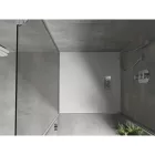 Mexen Hugo kőhatású SMC zuhanytálca 80 x 80 cm, fehér, inox takarólemezzel, szifonnal