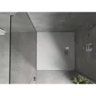 Mexen Hugo kőhatású SMC zuhanytálca 90 x 90 cm, fehér, inox takarólemezzel, szifonnal