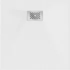 Mexen Hugo kőhatású SMC zuhanytálca 90 x 90 cm, fehér, inox takarólemezzel, szifonnal