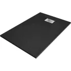 Mexen Hugo kőhatású SMC zuhanytálca 120 x 80 cm, fekete, inox takarólemezzel, szifonnal