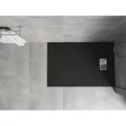 Mexen Hugo kőhatású SMC zuhanytálca 120 x 80 cm, fekete, inox takarólemezzel, szifonnal