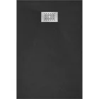 Mexen Hugo kőhatású SMC zuhanytálca 120 x 80 cm, fekete, inox takarólemezzel, szifonnal
