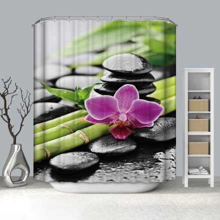 Zuhanyfüggöny és fürdőszoba szőnyeg, Orchidea és bambusz 62