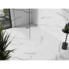Mexen Stone+ kőhatású kompozit zuhanytálca 120 x 80 cm, fehér, inox takarólemezzel, szifonnal
