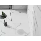 Mexen Stone+ kőhatású kompozit zuhanytálca 120 x 80 cm, fehér, inox takarólemezzel, szifonnal