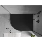 Mexen Flow Slim aszimmetrikus íves akril zuhanytálca 100 x 80 cm, jobbos, matt fekete, szifon nélkül